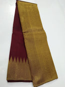 Maroon Raising Temple Border Kanchipuram Silk Saree with Double Side Rekku