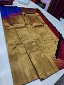 Royal Blue Maroon Korvai Raising Temple Border Kanchipuram Silk Saree