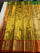 Celebrity Style Actress Rekha Golden Kanchipuram Silk Sare