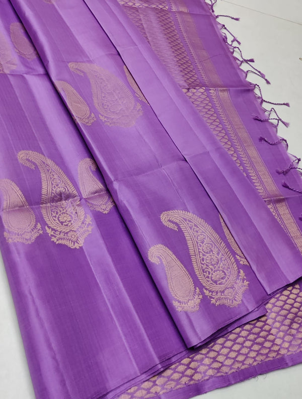 Lavender 240 Hooks Unique Mango Butta Handloom Kanchipuram Soft Silk Saree