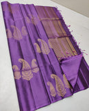 Lavender 240 Hooks Unique Mango Butta Handloom Kanchipuram Soft Silk Saree