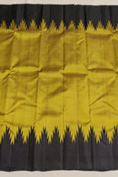 No Zari Kanchipuram - Methi Yellow With Black 8 Kol Korvai Temple Border Handloom Kanchipuram Silk Saree