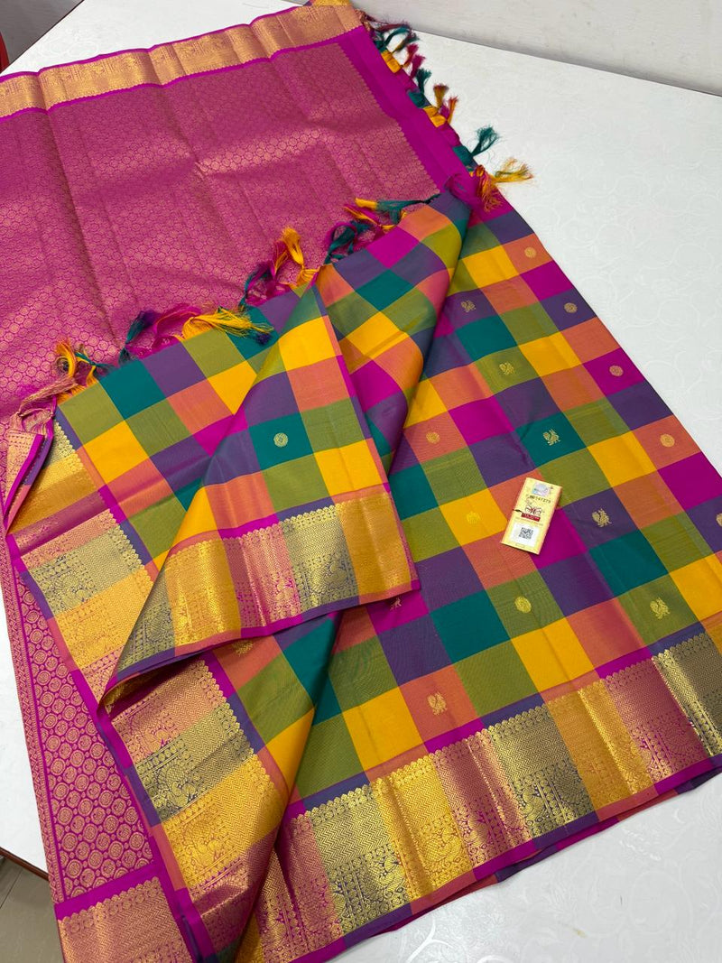 Traditional Paalum Pazhamum Handloom Kanchipuram Silk Saree