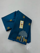 Peacock Blue Handloom Kanchipuram Silk Saree with Pichwai Zari Design