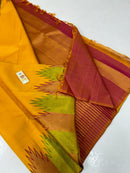 Yellow 8 Kol Korvai Temple Border Pure Kanchipuram Silk Saree