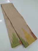 Half White Beige Self Weaving Multi Colour Zari Temple Border Handloom Kanchipuram Silk Saree