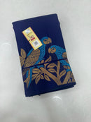 Navy Blue Handloom Kanchipuram Silk Saree With Turning Meena Work Parrot Border on Both Sides