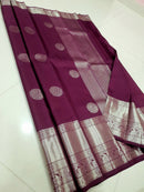 Catalogue - Long Silver Zari Border Handloom Kanchipuram Silk Sarees