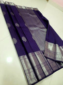 Catalogue - Long Silver Zari Border Handloom Kanchipuram Silk Sarees