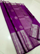 Catalogue - Long Silver Zari Border Handloom Kanchipuram Silk Sarees