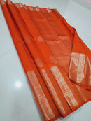 Catalogue - Long Silver Zari Border Handloom Kanchipuram Silk Sarees