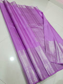 Catalogue - Long Silver Zari Border Handloom Kanchipuram Silk Sarees