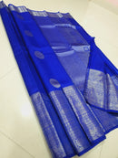 Catalogue - Long Silver Zari Border Handloom Kanchipuram Silk Sarees