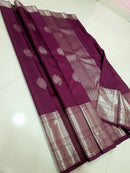 Catalogue - Long Silver Zari Border Handloom Kanchipuram Silk Sarees