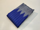 Navy Blue Kanchipuram Silk Saree with Silver Zari Temple Border