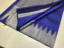 Navy Blue Kanchipuram Silk Saree with Silver Zari Temple Border