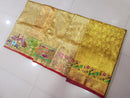 Celebrity Style - Golden Tissue Bridal Kanchipuram Silk Saree with Embroidery Work Border