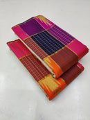 Celebrity Style Half White Beige Multi Colour One Side Korvai Temple Border Handloom Kanchipuram Silk Saree