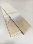 Half White Designer Temple Border Handloom Kanchipuram Silk Saree