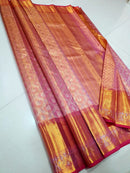 Celebrity Style - Pink Bridal Kanchipuram Tissue Silk Saree