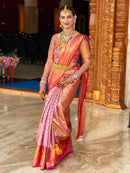 Celebrity Style - Pink Bridal Kanchipuram Tissue Silk Saree