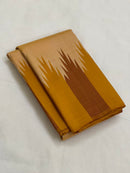 No Zari Golden Beige Shade Korvai Temple Border Kanchipuram Handloom Silk Saree
