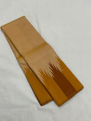 No Zari Golden Beige Shade Korvai Temple Border Kanchipuram Handloom Silk Saree