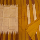 No Zari Golden Beige Shade Korvai Temple Border Kanchipuram Handloom Silk Saree