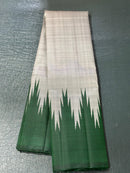 No Zari Kanchipuram - Grey Green 8 Kol Korvai Temple Border Kanchipuram Handloom Silk Saree
