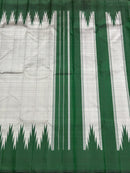 No Zari Kanchipuram - Grey Green 8 Kol Korvai Temple Border Kanchipuram Handloom Silk Saree