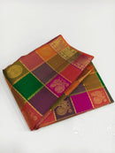 Traditional Paalum Pazhamum Zari Checked Handloom Kanchipuram Silk Saree
