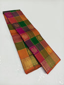 Traditional Paalum Pazhamum Zari Checked Handloom Kanchipuram Silk Saree