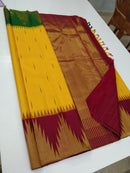 Yellow Korvai Temple Ganga Jamuna Border Kanchipuram Silk Saree
