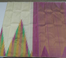 Half White Cream 8 Kol Korvai Weaving Long Multi Colour Temple Border Kanchipuram Silk Saree