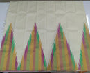Half White Cream 8 Kol Korvai Weaving Long Multi Colour Temple Border Kanchipuram Silk Saree
