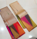 Half White Traditional 8 Kol Seepu Korvai Multicolor Temple Border Handloom Kanchipuram Silk Saree