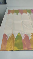 Half White 8 Kol Korvai Temple Border Pure Kanchipuram Silk Saree