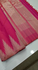 Dual Shade Pink Temple Border Kanchipuram Silk Saree