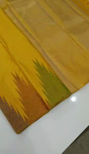 Mustard Yellow Temple Border Kanchipuram Silk Saree
