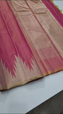 Dual Shade Pink Temple Border Kanchipuram Silk Saree