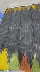 Black Temple Border Kanchipuram Zari Lines Silk Saree