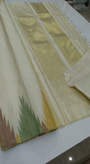 Half White Temple Border Kanchipuram Silk Saree