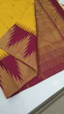 Yellow Korvai Temple Ganga Jamuna Border Kanchipuram Silk Saree
