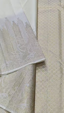 Half White Designer Temple Border Handloom Kanchipuram Silk Saree