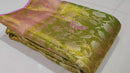 Celebrity Style Yellowish Green Parrot Butta Tissue Bridal Kanchipuram Silk Saree