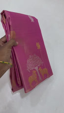 Dual Shade Pink Handloom Kanchipuram Silk Saree with Pichwai Zari Design