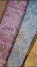 Catalogue - Pure Metalic Tissue Silk Embroidery Jal Sarees Sarees With Katan Banarasi Border