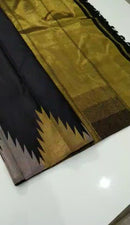 Black Temple Border Kanchipuram Silk Saree