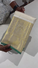 Celebrity Style Milky White Kanchipuram Handloom Silk Saree