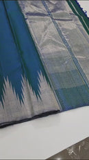 Peacock Blue Temple Border Kanchipuram Silk Saree